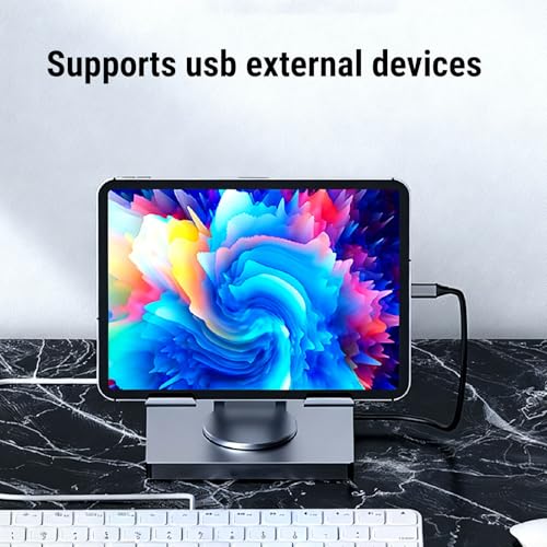 100W PD Charging USB C Laptop Docking Station, 7 in 1 Tablet Holder Hub, 4K 30Hz, 360 Swivel, Aluminum Alloy, for Laptop, Home Office