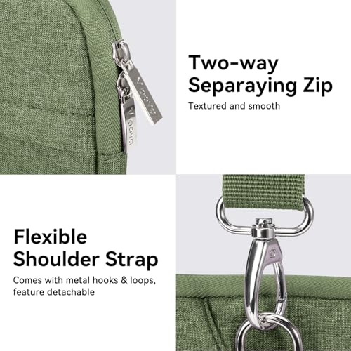 Voova 17.3-17 Inch Laptop Sleeve with Handle, MacBook Sleeve, Army Green | Splash-proof 17.3-inch laptop sleeve with handle and removable strap; fits Dell, HP and Lenovo notebooks for business travel - color: Army Green, size: 17-17.3 In