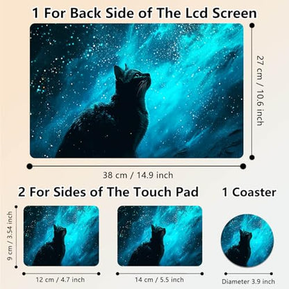 Laptop Skin Sticker Decal 15.6 Inch,12 13 13.3 14 15 15.6 in Laptop Netbook Skins for Notebook,Art Decal Removable Waterproof Scratch Resistant,Universal Vinyl Cover,Blue Glitter Sky Cat - color: Blue Glitter Sky Cat