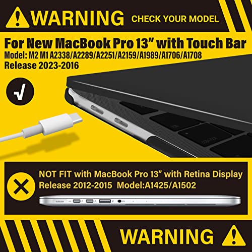 IBENZER Compatible with MacBook Pro 13 Inch Case M2 M1 2026 2025 2024 2023 2022 A2338 A2289 A2251 A2159 A1989 A1706 A1708, Hard Shell Case & Keyboard Cover for Mac Pro 13, Black, T13BK+1A - color: Black