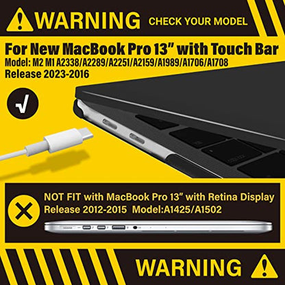 IBENZER Compatible with MacBook Pro 13 Inch Case M2 M1 2026 2025 2024 2023 2022 A2338 A2289 A2251 A2159 A1989 A1706 A1708, Hard Shell Case & Keyboard Cover for Mac Pro 13, Black, T13BK+1A - color: Black