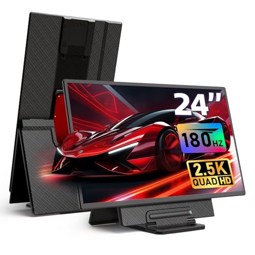 24" 2.5K 180Hz Portable Monitor - Laptop Screen Extender 112% sRGB Wide Color HDR HDMI USB C Travel External Display with Stand Gaming Monitor for Computer PC Phone Game Console - size: 24 inch 2.5K
