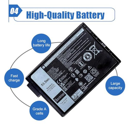 XVJNP Laptop Battery Compatible with Dell Latitude 5430 7330 Rugged Extreme P148G P148G001 P149G P149G001 Series 6JRCP 06JRCP M0TN3 0M0TN3 KD1CT 451-BCWQ 11.4V 53.5Wh - size: 5.08*3.37*0.59 inch XVJNP