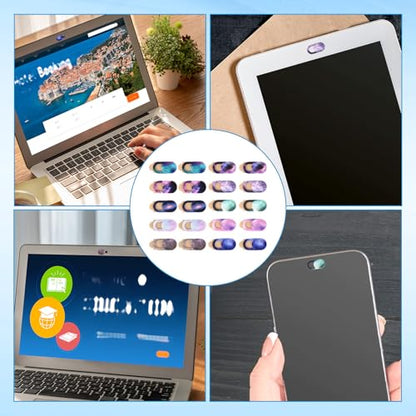 20pcs Webcam Cover Slides, Ultra-Thin Colorful Camera Privacy Covers Protect Privacy & Security Starry Sky Front Camera Slim Protector Cover Slider for Laptop Desktop Phone Tablet Accessories