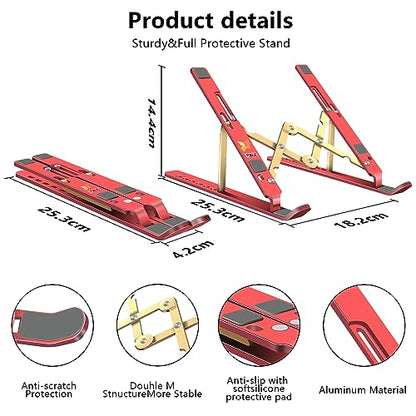 Laptop Stand, Computer Tablet Stand, Adjustable Aluminum Foldable Portable Laptop Holder Riser, Compatible with MacBook Air Pro, Lenovo, HP, Dell, More 10-15.6” Laptops and Tablets (Red) - color: D102 Red