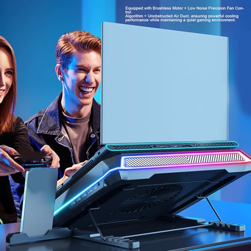 Jectse Laptop Fast Cooling Pad, RGB Gaming Notebook Cooler with 360 Cooling Design, 5.5 inch Fan, 7 Color Options, 10 Lighting Modes, 5 Heights