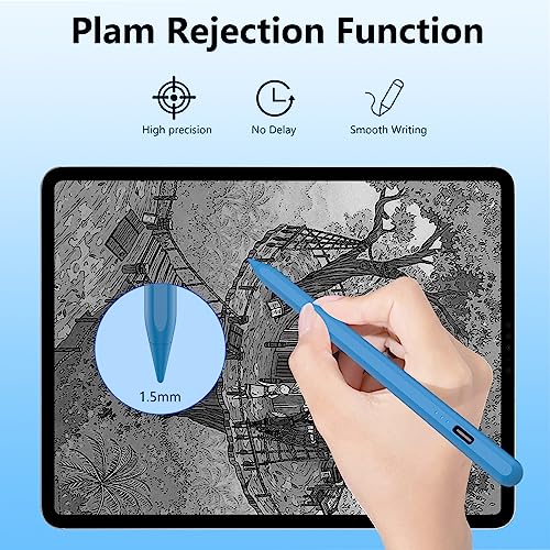 TaIYanG iPad Stylus Pen for iPad 2018-2026, Palm Rejection, Fast Charging | Tilt Sensitivity, for iPad Pencil A16 /10/9/8/7/6, Pro 11/13" (M5/M4),Air M4/M3/M2/5th/4th, Pro 11/12.9", Mini 6/5, Blue - color: Blue