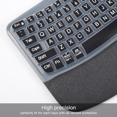 Large Print Keyboard Cover for Logitech Wave Keys MK670 Combo Keyboard Skin, Logitech Wave Keys Wireless Ergonomic Keyboard Cover Protector Skin, Logitechs Waves Key Accessories, Black - color: Black-Large Print