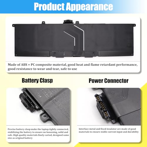 GT83D Battery Replacement for Dell XPS 14 9440 Series Laptop Battery 7T7DY N80X2 70Wh