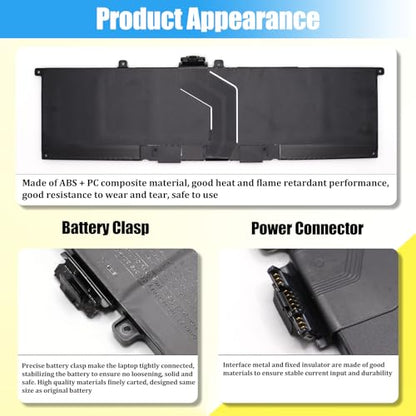GT83D Battery Replacement for Dell XPS 14 9440 Series Laptop Battery 7T7DY N80X2 70Wh