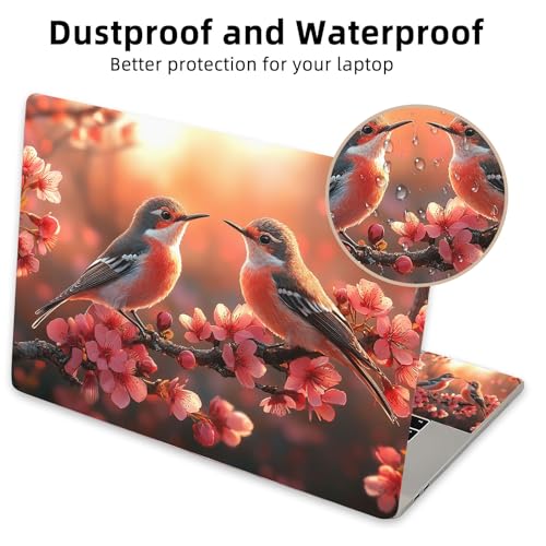 Aesthetic Laptop Skin Cover,12-15.6 Inch Universal Vinyl Sticker Decal,Waterproof Scratch-Resistant Notebook Wrap,Removable Residue-Free Protector,Cherry Blossom Birds - color: Cherry Blossom Birds