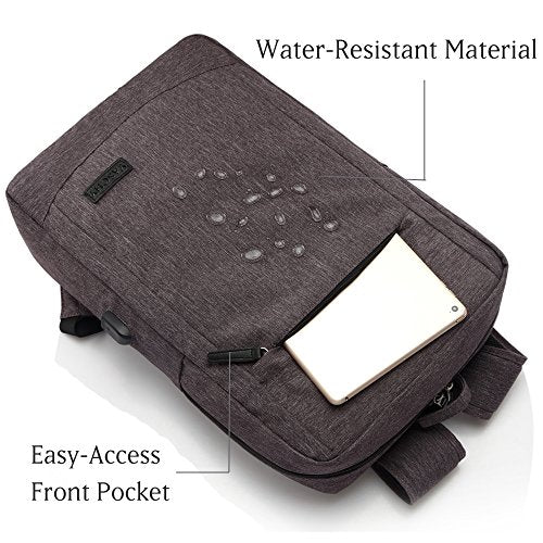 VASCHY Business Laptop Backpack for 17 inch Computer With USB Charging Cable - color: Dark Gray