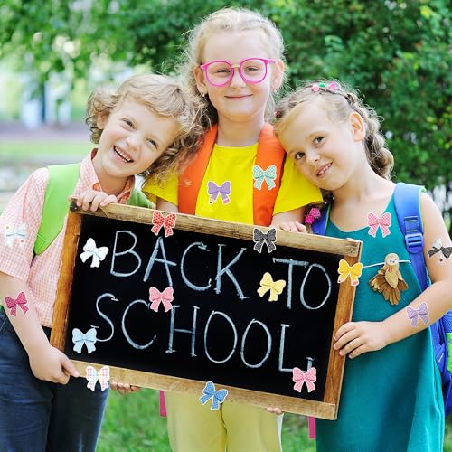 Back School Bow Stickers - 16 Design Waterproof Vinyl Self Adhesive Decals with Cute Ribbon Pattern for Laptop Notebook Scrapbook Water Bottle Classroom Door Teacher Reward Chart Party Favor - style: Back To School Bow