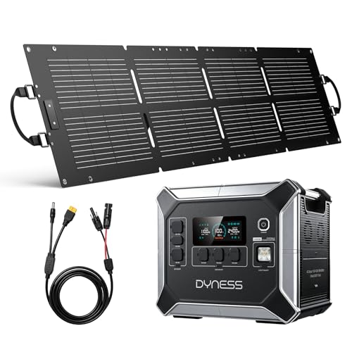 DYNESS 2048Wh Solar Generator with 100W Foldable Solar Panel, LiFePO4 Battery Backup 2400W AC (4800W Surge) Portable Power Station, Fast Charging for Home Backup, Camping, RV & Power Outage - size: 2048Wh 2400W + 100W Solar Panel