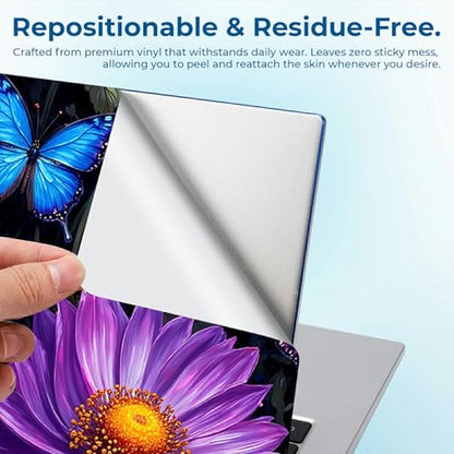 Reusable Universal Laptop Skin Sticker, Cut to Fit for 11.6–15.6 Inch Laptops, Waterproof Protective Film, No-Residue - Butterfly Flowers - color: Butterfly Flowers