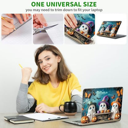 Laptop Skin Sticker Decal, Universal Protective Cover Fit 12 13 14 15.6 Inch Notebook, Reusable Water-Resistant Vinyl Decal w/ 2 Wrist Pads for Business Travel Office, Butterfly White Fairy - color: Butterfly White Fairy
