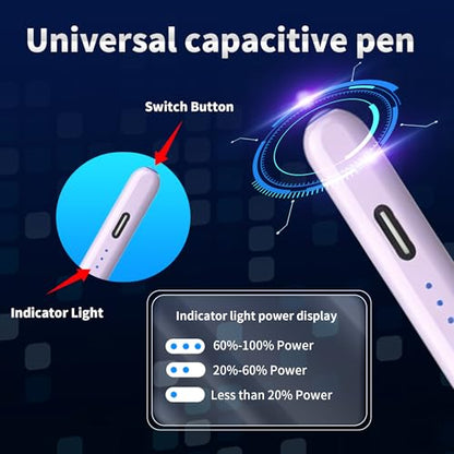 Stylus Pen Android for AMZ Tablet HD 10/Max 11 Compatible with Samsung/Lenovo,Accurate， Push-Button Switch On/Off,Long Battery Life+2Tips(NW Purple) - color: NW Purple