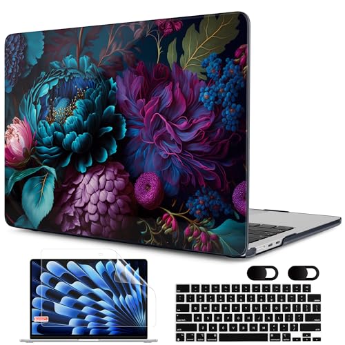 MEEgoodo Case for M5/M4/M3/M2 MacBook Air 13 inch Case 2026 2025 2024 2022, Fit Model A3449/A3240/A3113/A2681, Laptop Hard Shell Compatible with MacBook Air 13.6-inch, Beautiful Fantasy Flower - color: Beautiful Fantasy Flower