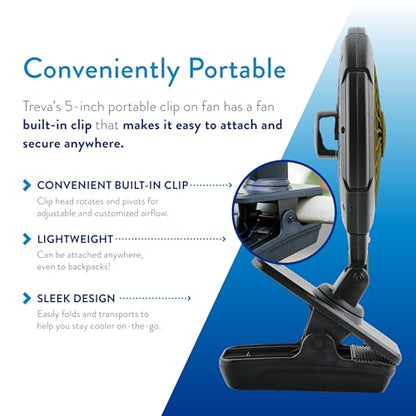 Treva 5 in Battery Powered Clip Fan with Clamp | Yes - style: 1 Pack