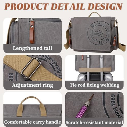 FSD.WG Satchel Messenger Bag for Men Canvas,Travel Shoulder bag 13.5" Laptop Bags - color: Grey