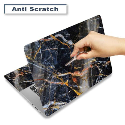 Laptop Decal Sticker Skin Cover, 11.6”12" 13" 13.3" 14" 15" 15.4" 15.6 inch Laptop Netbook Vinyl Skin Sticker Cover Art Notebook PC Waterproof Protector (2 Wrist Pad Included), Black Marble - color: Black Marble