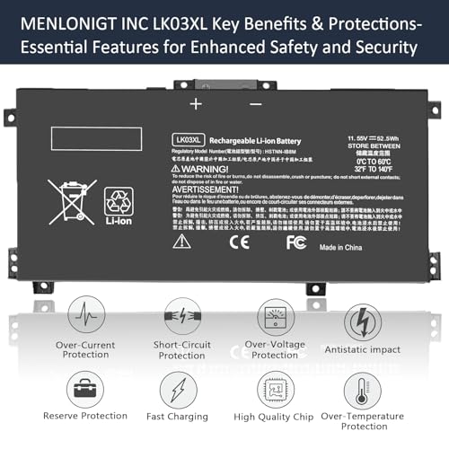 LK03XL 916814-855 l09281-855 Battery for HP Envy X360 15m-bp1xx 15m-cn0xxx 15-cn0xxx 15m-cp0xxx 17m-ae0xx 17-bw 17m-ae111dx 15m-cn0012dx 15m-cn0011dx 15m-bq021dx 15m-bp112dx 916368-421 - size: 7.35 x 3.5 x 0.5 inches LK03XL BATTERY