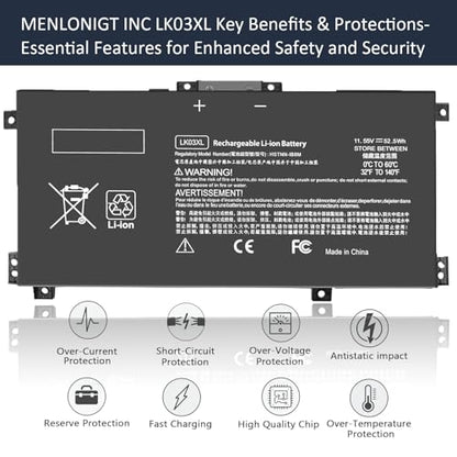 LK03XL 916814-855 l09281-855 Battery for HP Envy X360 15m-bp1xx 15m-cn0xxx 15-cn0xxx 15m-cp0xxx 17m-ae0xx 17-bw 17m-ae111dx 15m-cn0012dx 15m-cn0011dx 15m-bq021dx 15m-bp112dx 916368-421 - size: 7.35 x 3.5 x 0.5 inches LK03XL BATTERY