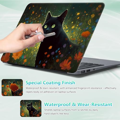 Laptop Skin Sticker Decal 12"-15.6" Universal Laptop/Notebook/Netbook Vinyl - Waterproof Scratch Resistant,Fits HP Dell Lenovo MacBook,2 Free Wrist Pads,Easy Apply & Remove,Cat Wildflower - color: Cat Wildflower
