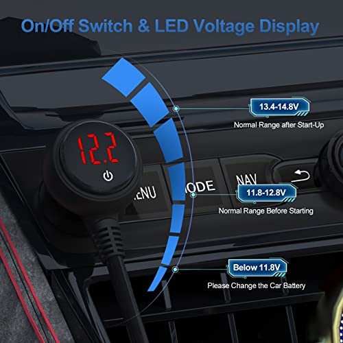 Car Cigarette Lighter Adapter, USB C Charger 30W and Quick Charge 3.0 Car Cigarette Lighter Splitter, 12V/24V Independent Switches, Fast Car USB Charger for All Car Devices, iPhone 14/13/12 pro | Car Cigarette Splitter 12V/24V Independent Switches, Fast C