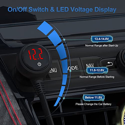 Car Cigarette Lighter Adapter, USB C Charger 30W and Quick Charge 3.0 Car Cigarette Lighter Splitter, 12V/24V Independent Switches, Fast Car USB Charger for All Car Devices, iPhone 14/13/12 pro | Car Cigarette Splitter 12V/24V Independent Switches, Fast C