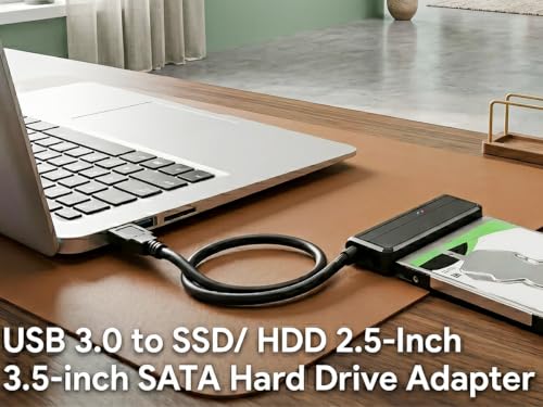 SATA to USB Cable USB 3.0 to 2.5 3.5 inch Hard Drive Adapter External Converter for SSD/HDD Data Transfer, with 12V/2A Power Supply, Support UASP, Black