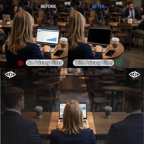 Magnetic 14 Inch Laptop Privacy Screen 16:10 Anti Glare Blue Light | Removable Laptop Screen Protector 14 Shield Blocker Compatible with Chromebook HP Lenovo Thinkpad Dell Pro Plus Asus Samsung - size: 14 inch16by10