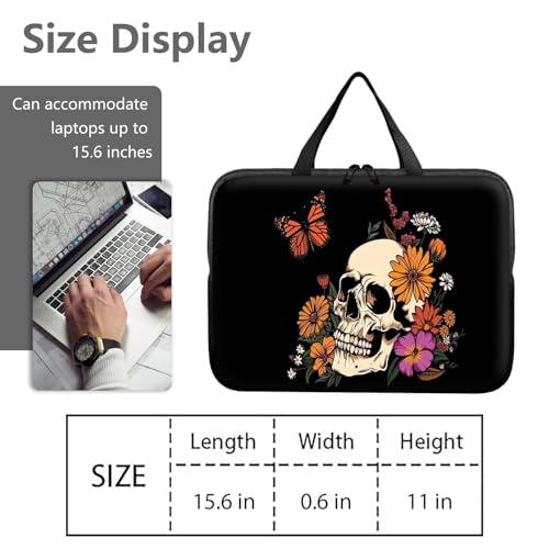 14" 15" Laptop Handle Bag Computer Bag,14.2" 15.4 inch Pouch Holder Notebook Sleeve Cover Compatible for Dell,Lenovo,Toshiba HP, Asus Notebook Messenger Briefcase-Art skull - color: Art Skull