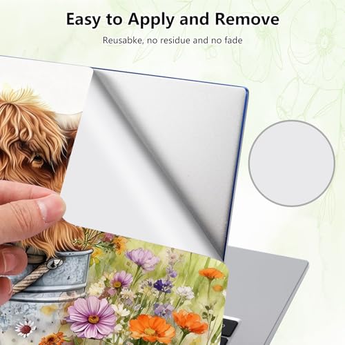 Laptop Skin Sticker Decal, Universal Reusable Vinyl Laptop Cover for 12" 13" 13.3" 14" 15" 15.4" 15.6" Notebook PC, Reusable Waterproof Scratch-Resistant with 2 Wrist Pads,Cute Highland Cow - color: Cute Highland Cow