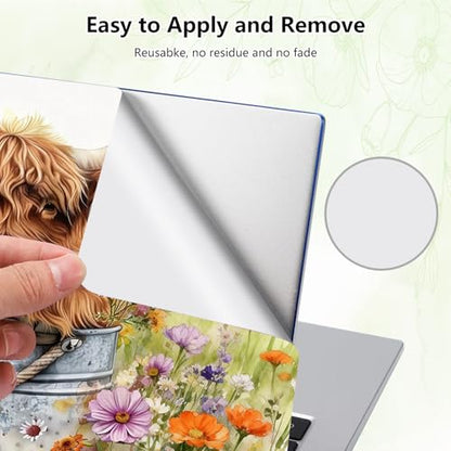 Laptop Skin Sticker Decal, Universal Reusable Vinyl Laptop Cover for 12" 13" 13.3" 14" 15" 15.4" 15.6" Notebook PC, Reusable Waterproof Scratch-Resistant with 2 Wrist Pads,Cute Highland Cow - color: Cute Highland Cow