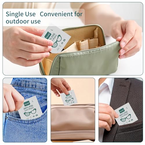 Anti-Fog Lens Wipes for Glasses, 100 Count, Individually Wrapped, Pre-Moistened, Large 4.7 x 4.7 Inch Sheets for Eyeglasses, Sunglasses, Screens, Camera Lenses