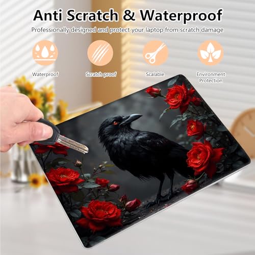 Laptop Skin Sticker Decal 15.6 Inch,12 13 13.3 14 15 15.6 in Laptop Netbook Skins for Notebook,Art Decal Removable Waterproof Scratch Resistant,Universal Vinyl Cover,Crow Red Flower - color: Crow Red Flower
