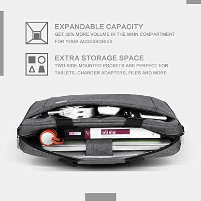 Voova 15.6-15 Inch Laptop Bag, Computer Bag, MacBook Bag, Gray | Expandable splash-proof laptop messenger bag with removable strap; fits notebooks, MacBook, HP, Dell, Lenovo and Asus - color: Gray, size: 14-15.6 Inch