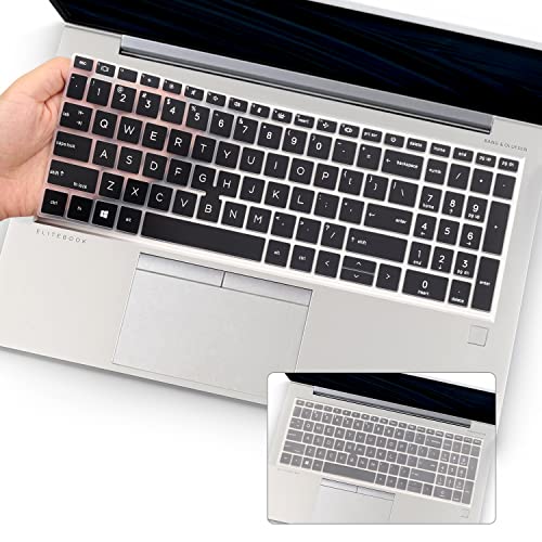 2 Pack Keyboard Cover for 15.6'' HP EliteBook 850 G7 G8 /EliteBook 855 G7 G8 15.6 inch (with Number Keys) US Layout Keyboard(NOT FIT EliteBook 850 855 G9 G10)-Black+Clear - color: Black+Clear