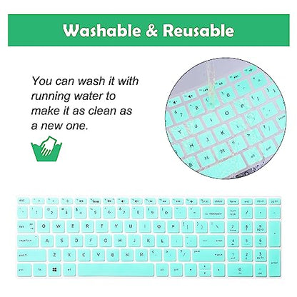 uxcell Silicone Keyboard Cover Protector for HP Pavilion 15 Laptop, Ultra Thin Protective Laptop Keyboard Cover Film Accessories, Turquoise