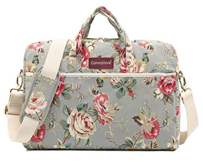 Grey Rose Pattern Waterproof Laptop Shoulder Messenger Bag Case With Rebound Bubble Protection for MacBook Pro 16 inch,LG Gram 16 inch and 15 inch-15.6 inch laptop - color: ‎‎grey Rose(cushioned)
