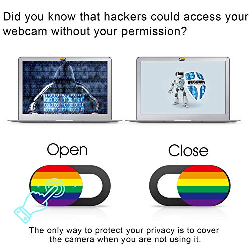SIREG Webcam Cover Ultra Thin - Web Camera Cover fits Laptop,Tablet, Computer, Smartphone, Protect Your Privacy and Security,Strong Adhesive (Rainbow-Black & 3 Pack) - color: Rainbow-Black & 3 pack
