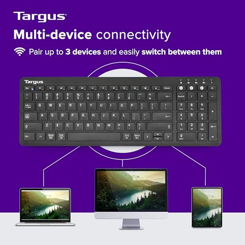 Targus Midsize Multi-Device Bluetooth Keyboard - Compatible with Chrome OS, Windows, macOS, iOS, and Android (AKB863US)