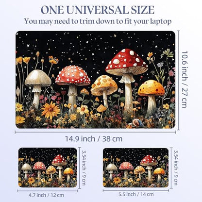 Universal Laptop Skin Sticker Decal,15.6 Inch Laptop Vinyl Cover for 13" 14" 15.6" Laptop,Scratch-Resistant Waterproof Protector Wrap,Reusable with Wrist Pads,Starry Mushroom Field - color: Starry Mushroom Field