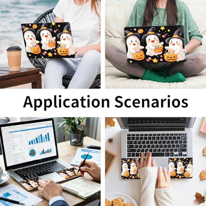 15.6 Inch Laptop Skin Sticker, Reusable Vinyl Cover Protector with 2 Wrist Pad Skins, Removable Waterproof Scratch-Resistant for 12-15.6 Inch Laptop Notebook,Cute Witches Wearing Wi - color: Cute Witches Wearing Wi