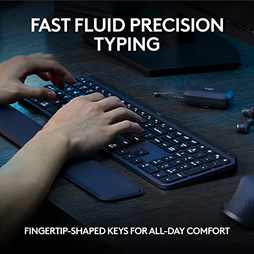 Logitech MX Keys S Wireless Keyboard Low Profile Fluid Precise - Graphite | Fluid precise quiet typing, programmable keys, backlighting, USB C rechargeable, for Windows PC, Linux, Chrome, Mac - color: Graphite, style: MX Keys S