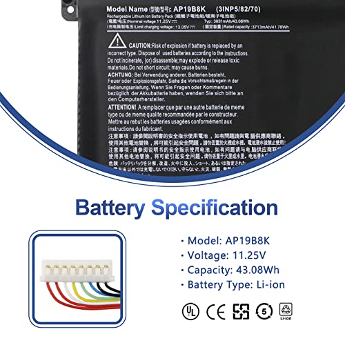 AP19B8K AP19B5K Laptop Battery for Acer Aspire 3 A315-56 A315-57 A315-57G | A315-58 A315-58G A315-59 A315-59G A317-53 A317-52 A317-53G Extensa 15 EX215-54 EX215-54G A317-53G-75TN 3INP5/82/70