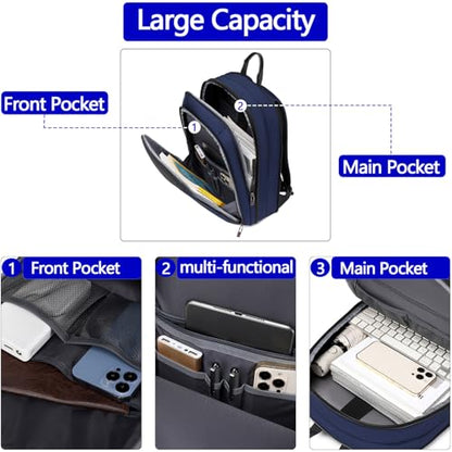 Business Backpack for Men 15.6 Inch,Slim & Expandable Waterproof Travel Laptop Backpack - color: Blue