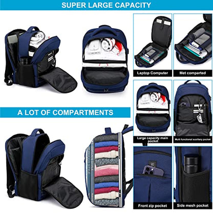 CAFELE 17.3 Inch Laptop Backpack with USB Charging Port, TSA-Friendly & Water-Resistant College Bookbag for Men and Women (Blue) - color: 17.3 Inch-blue