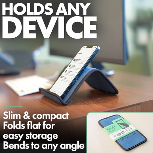 Airplane Phone Holder - Foldable Phone Stand for Plane Travel | Blue Denim,Tabletop Mount Desk, Plane Tray Seat back, Treadmill, Fits iPhone Cell Phone, 9 x 4.3 in - color: Denim, size: Large